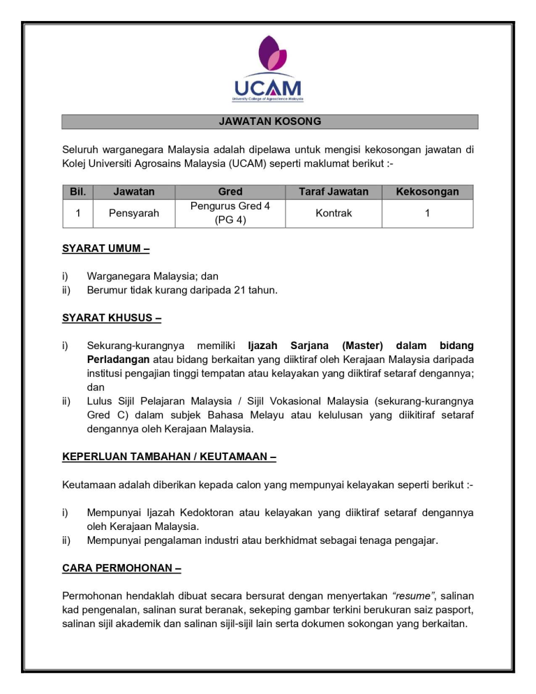 Iklan jawatan kosong 17 june 2026