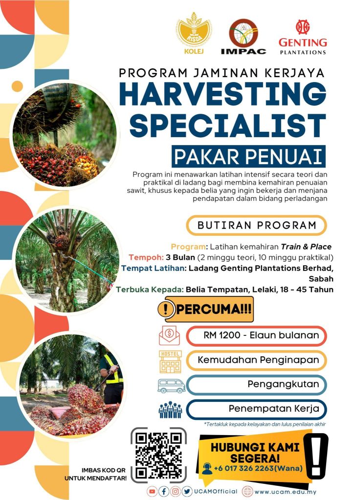 Program Harvesting Specialist Zon Sabah 2026 latihan industri sawit untuk be