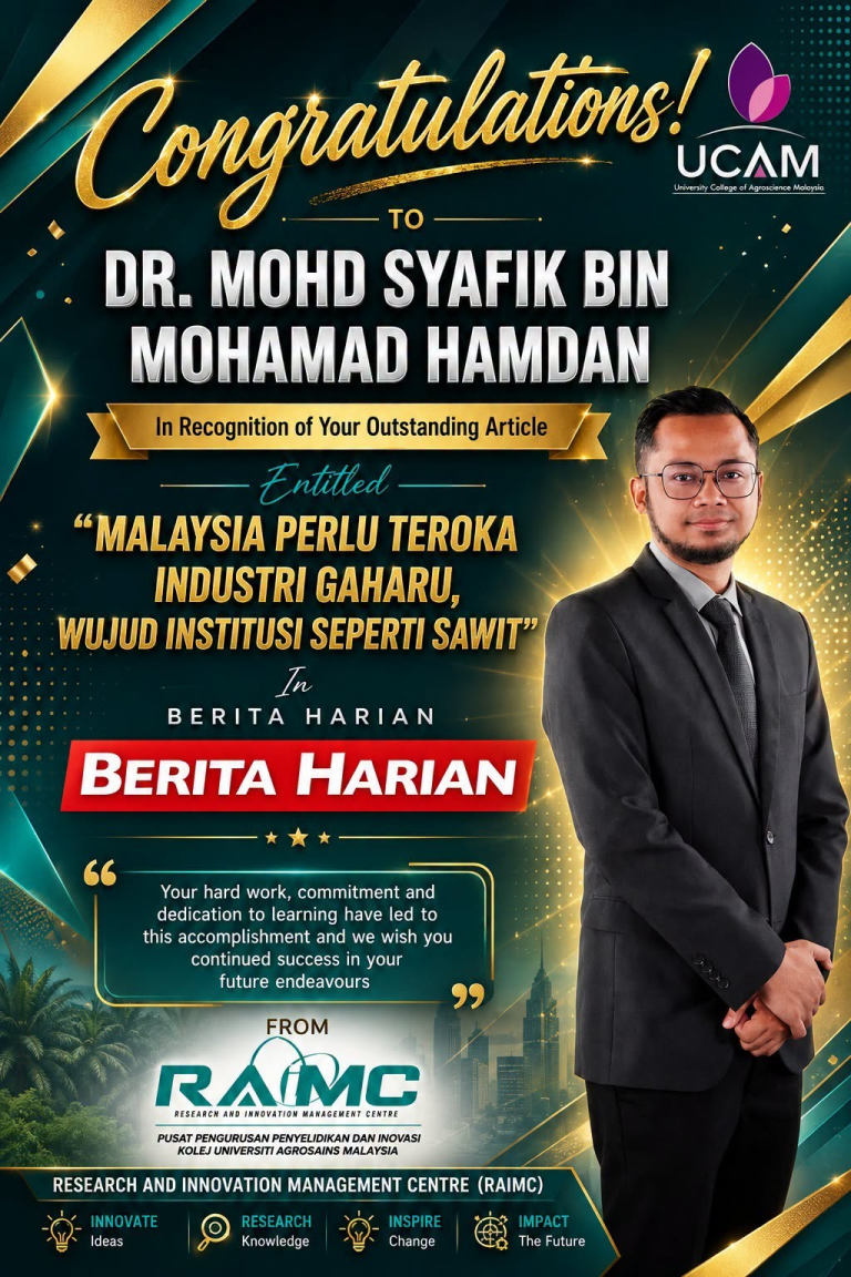 Dr. Mohd Syafik Terbit Penulisan Popular di Berita Harian, Serlah Kepakaran Akademik UCAM
