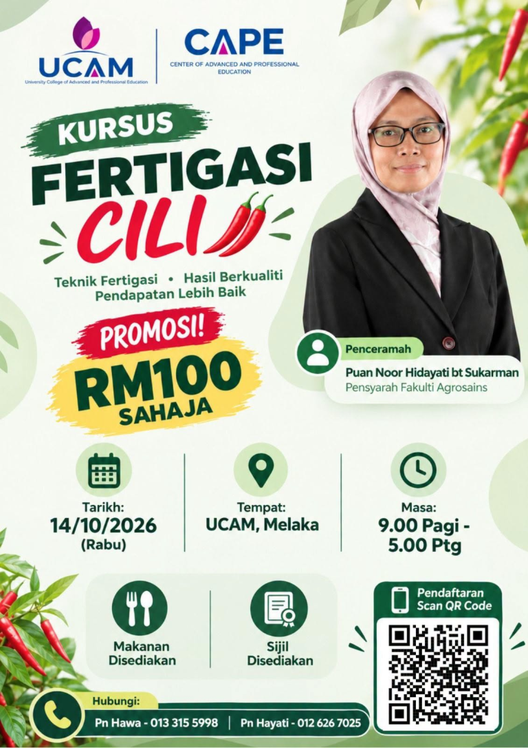 Jom Pelajari Teknik Fertigasi Cili Secara 'Hands-On' Bersama CAPE UCAM