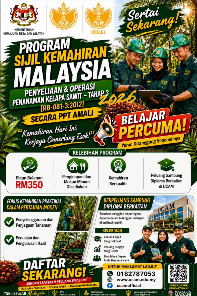 Tawaran Istimewa: Sertai Program SKM Penanaman Kelapa Sawit di UCAM Secara Percuma!